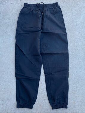Vintage Reebok Nylon Track Pants Black Zipper Ankle 1990s Grunge